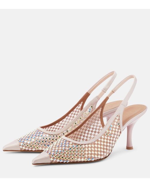 Malone Souliers Pink Vesper 70 Embellished Slingback Pumps