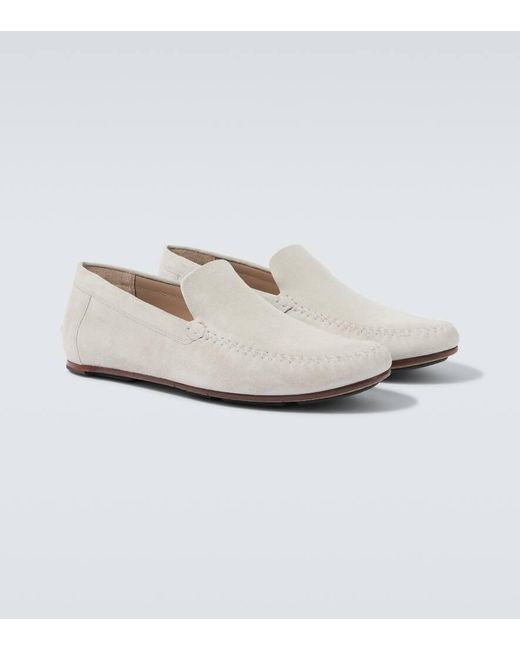 Manolo Blahnik Loafers Alder Aus Veloursleder in White für Herren