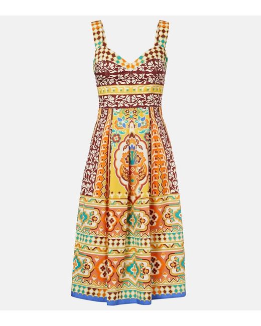 Vestido Midi De Algodon Estampado Etro de color White