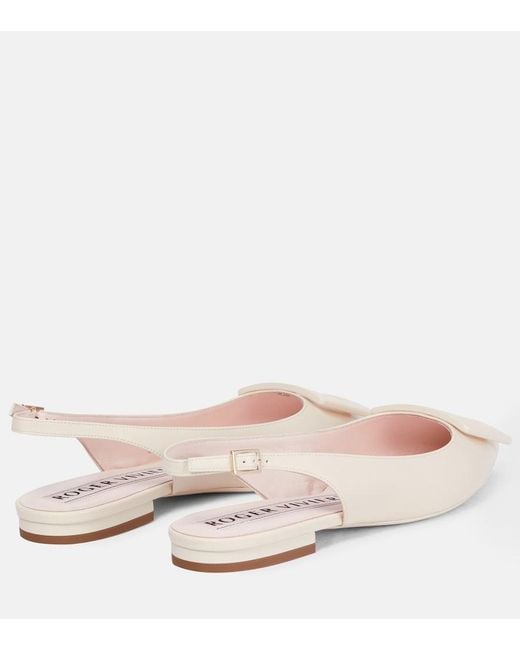 Roger Vivier Pink Gommettine Leather Slingback Flats