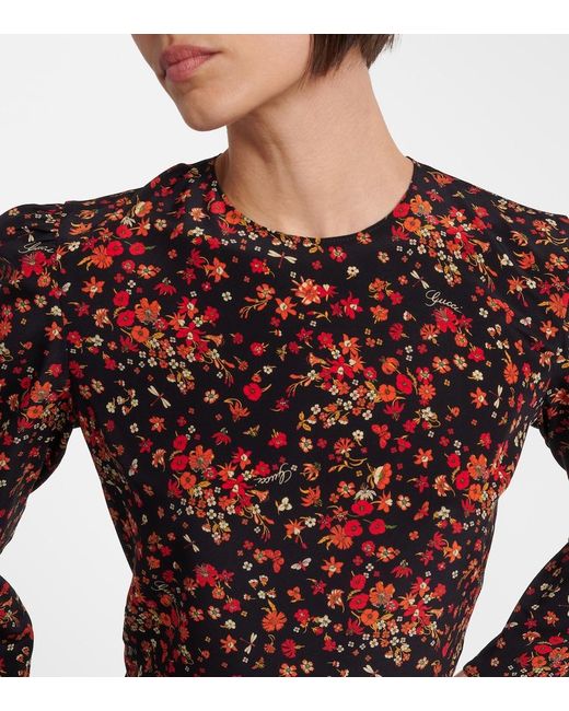 Gucci Red Floral Silk Minidress