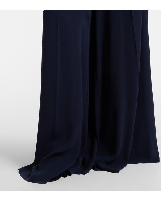 Max Mara Blue High-Rise Cady Wide-Leg Pants