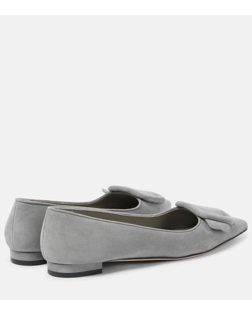 Manolo Blahnik Gray Maysalepumpflat Suede Ballet Flats