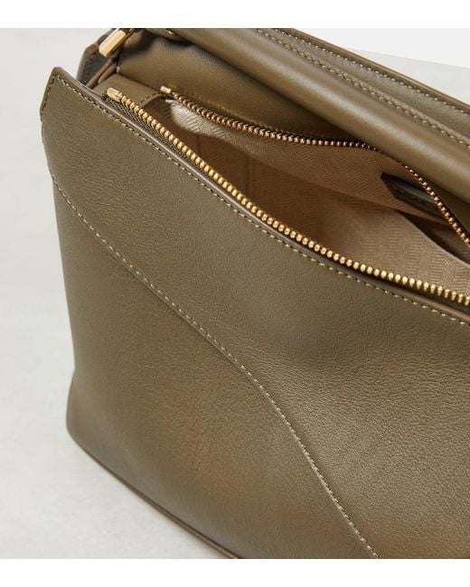 Loewe Metallic Puzzle Edge Small Leather Tote Bag