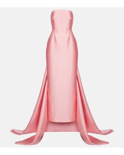 Solace London Pink Imani Strapless Twill Gown