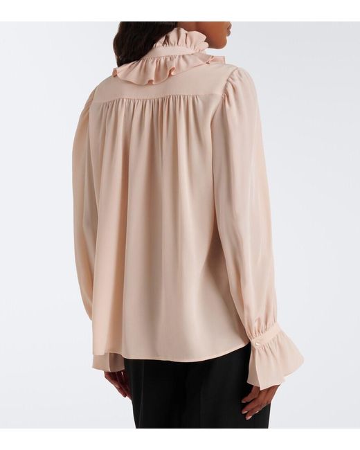 Chloé Natural Ruffled Silk Chiffon Blouse