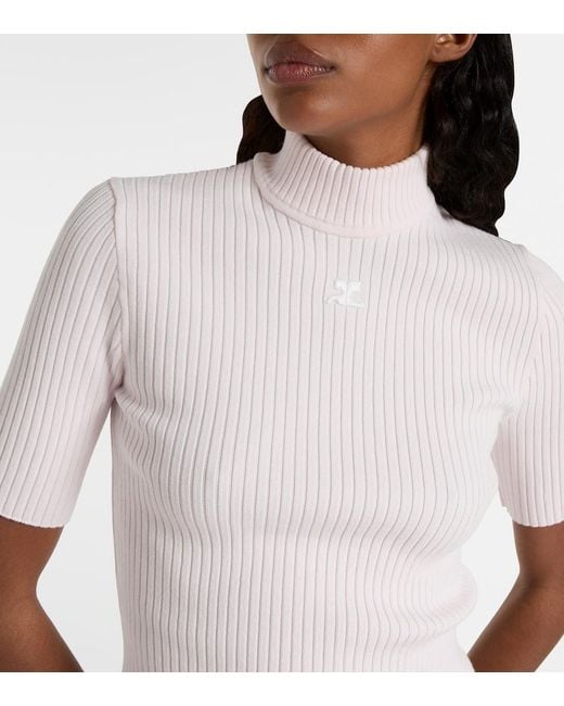 Courreges White Reedition Ribbed-Knit Top