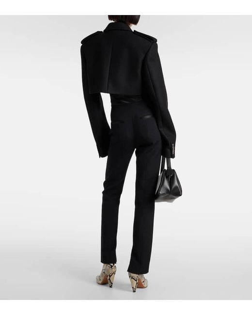 Khaite Black Cropped-Jacke Leara Aus Einem Wollgemisch
