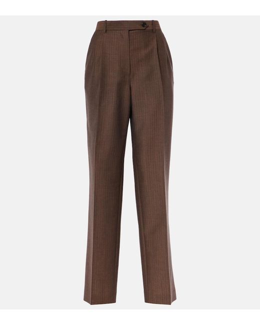 The Row Brown Norbert Mohair And Wool Straight Pants
