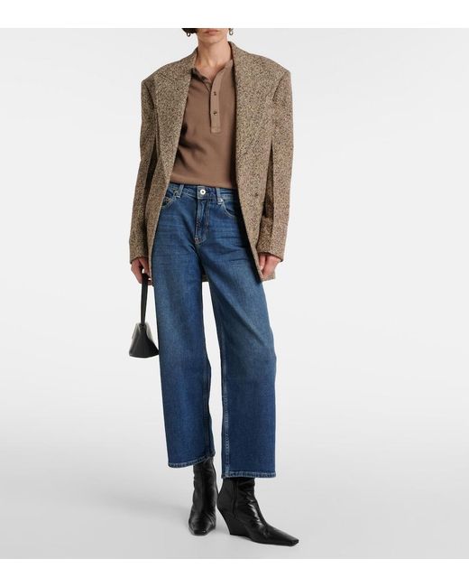 AG Jeans Blue High-Rise Wide-Leg Jeans