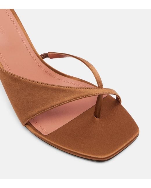 AMINA MUADDI Brown Shiona Satin Sandals