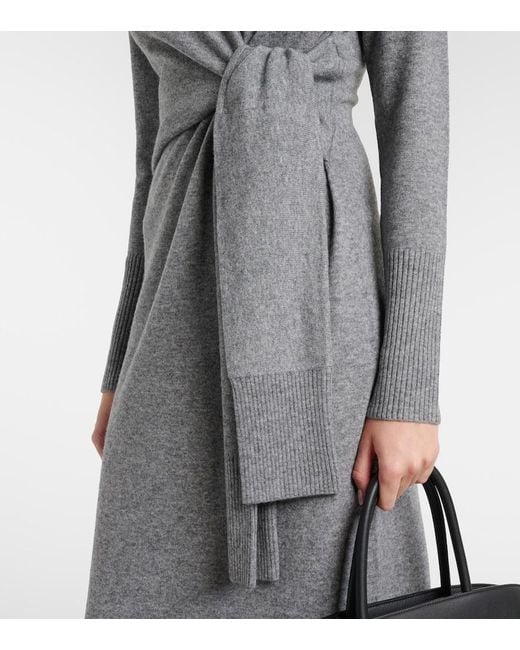 Veronica Beard Gray Salomez Wool And Cashmere Wrap Midi Dress