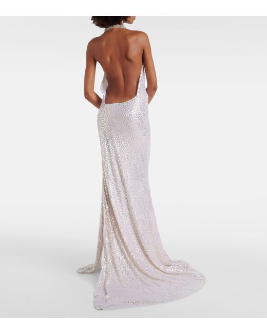 Maticevski White Desires Crystal-embellished Silk Gown