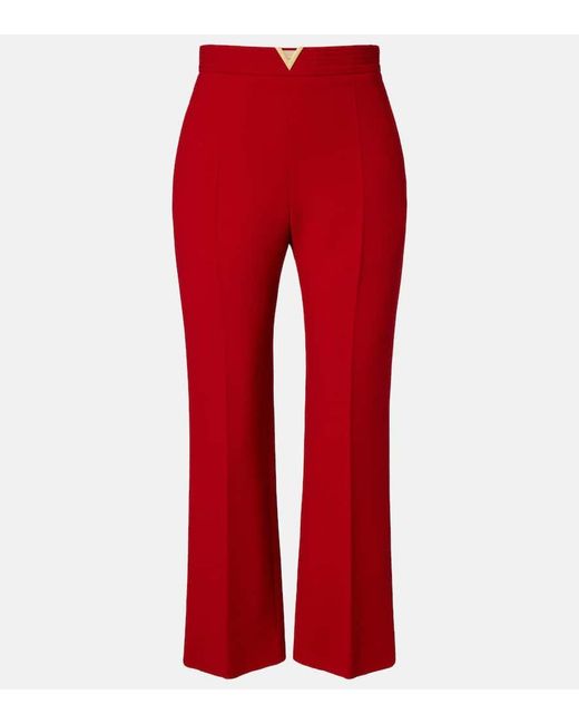 Pantalones Flared Vlogo De Cropped De Lana Virgen Valentino