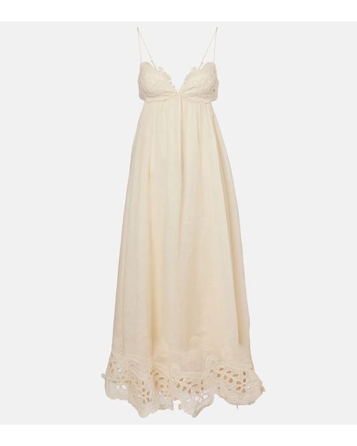 Robe Longue Coco Brodee En Ramie Zimmermann en coloris Natural
