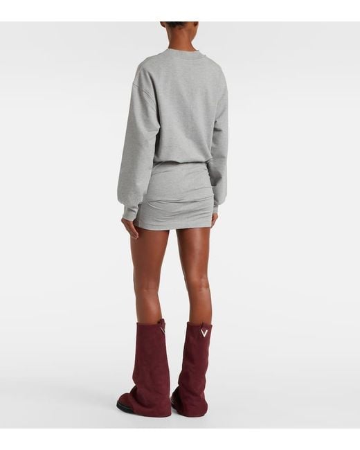 The Attico Gray Cotton-Blend Jersey Sweatshirt Dress