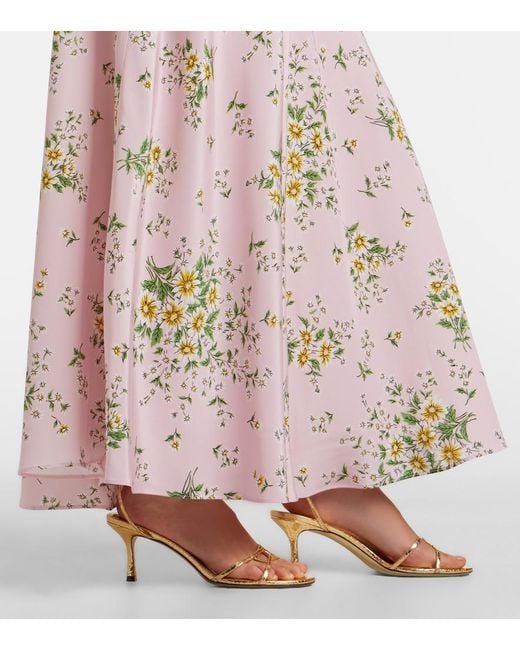 Rodarte Natural Floral-Applique Floral Silk Crepe Gown