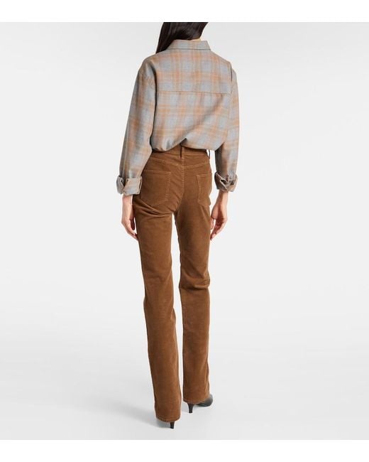 Nili Lotan Brown Joan High-Rise Cotton-Blend Corduroy Flared Pants