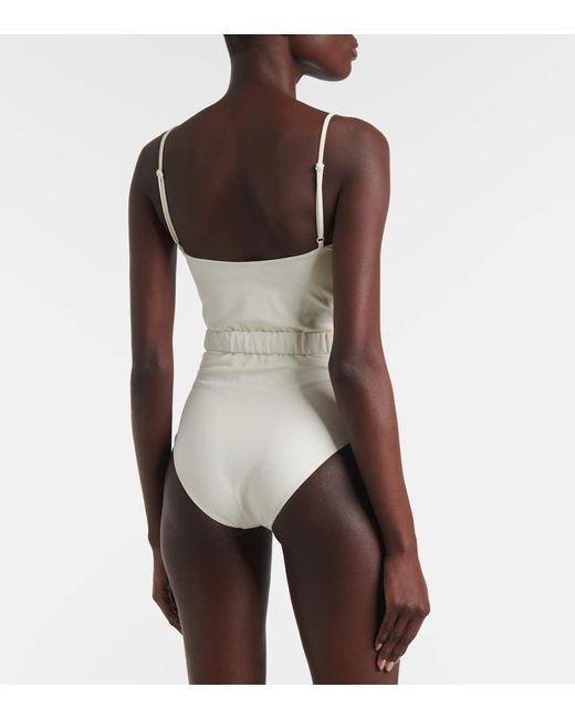 Johanna Ortiz White Whispering Tides Belted Swimsuit