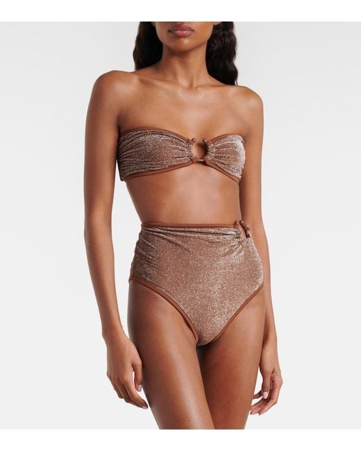 Johanna Ortiz Brown Lame Bikini Bottoms