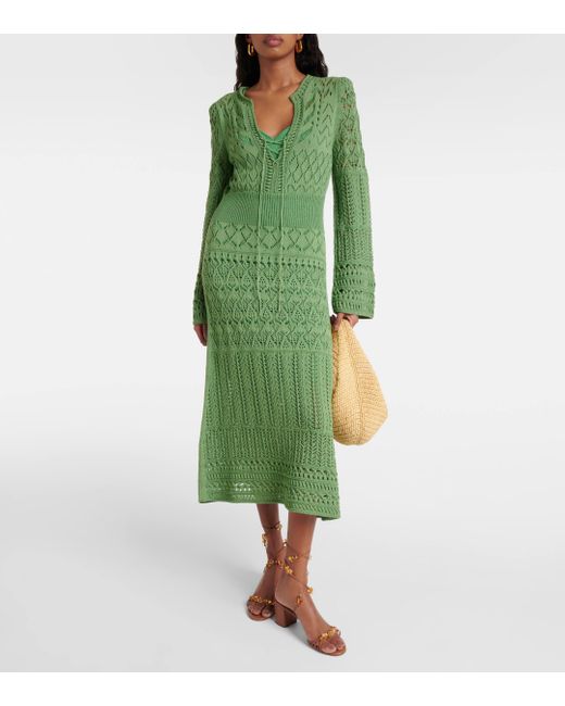 Dorothee Schumacher Green Seductive Lace Pointelle Midi Dress