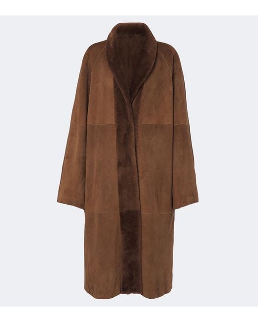 The Row Brown Kane Reversible Shearling-Lined Suede Coat