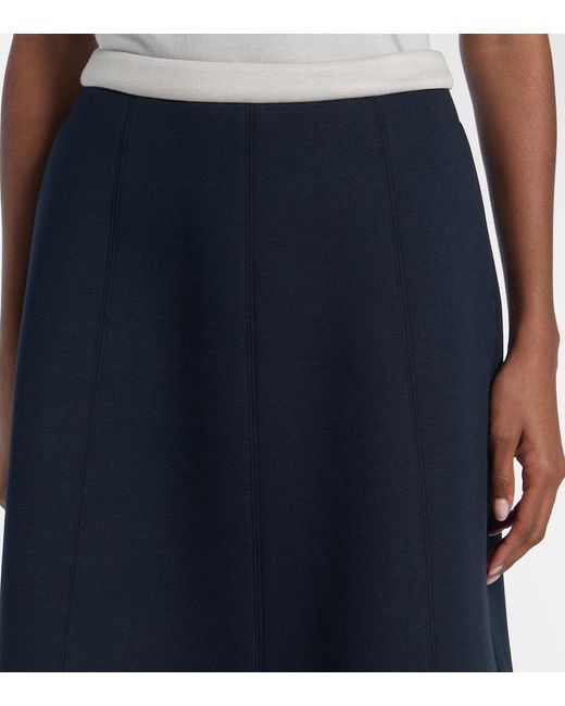 Max Mara Blue Abaco Pleated Jersey Midi Skirt