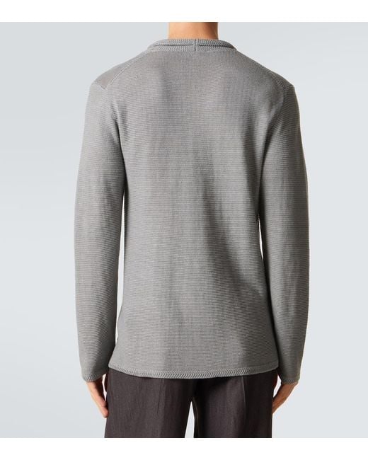 Giorgio Armani Gray Linen-Blend Cardigan for men