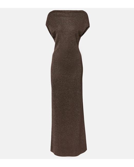 Max Mara Brown Eschimo Pen-Back Maxi Dress