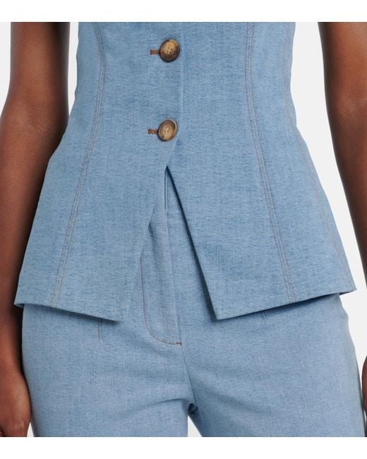 Veronica Beard Blue Avalina Denim Vest