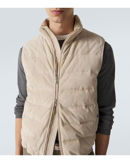 Brunello Cucinelli Natural Suede Down Vest for men