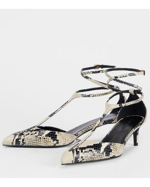 Khaite Metallic Mia 45 Snake-Effect Leather Pumps