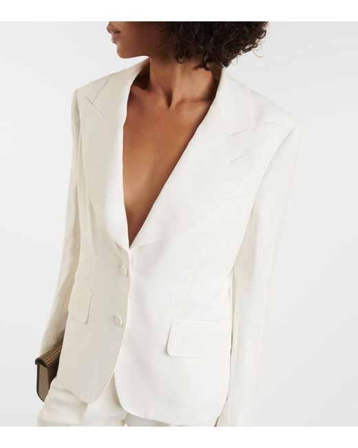 Tom Ford White Single-Breasted Silk Blazer