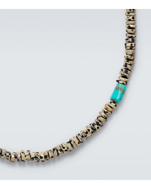 Ileana Makri Metallic 9Kt Beaded Necklace With Quartzes And Turquoises for men
