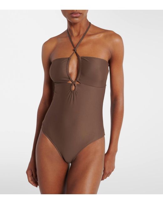 Faithfull The Brand Brown Ola Halterneck Swimsuit