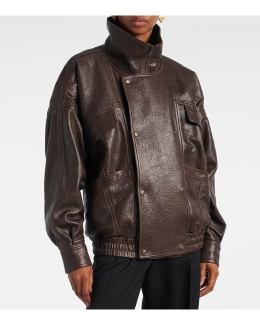 Saint Laurent Brown Leather Bomber Jacket