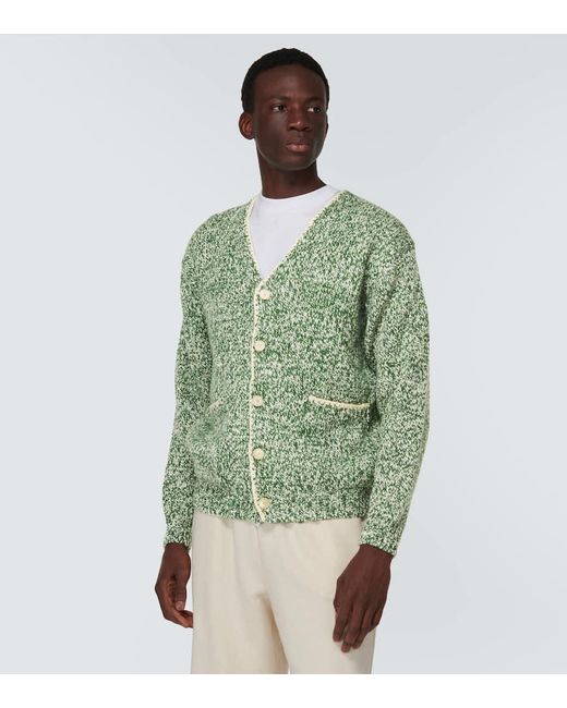 Cardigan oversize in lana e seta di Auralee in Green da Uomo