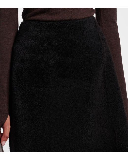 Yves Salomon Black Shearling Maxi Skirt
