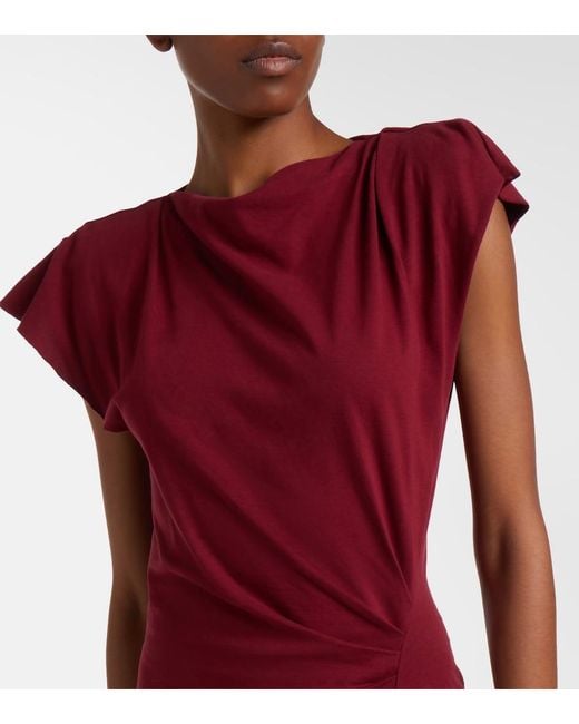 Isabel Marant Nadela Gathered Cotton Jersey Midi Dress