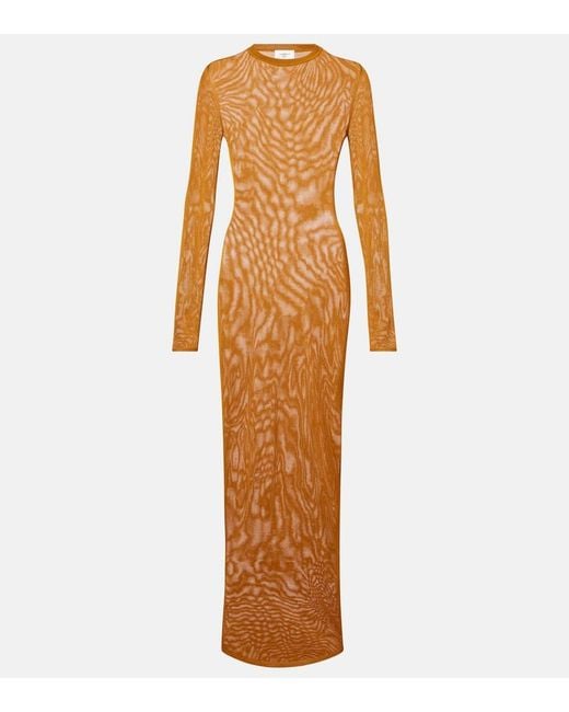 Saint Laurent Yellow Knitted Semi-Sheer Maxi Dress