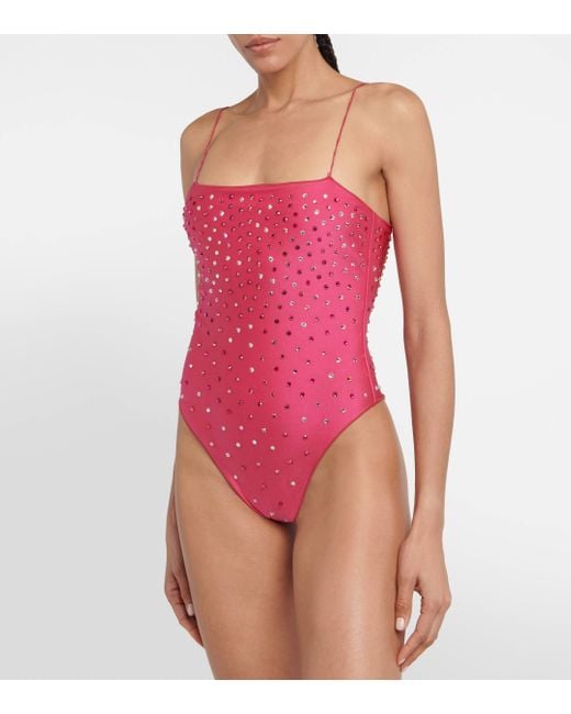 Oseree Pink Gem Embellished Swimsuit