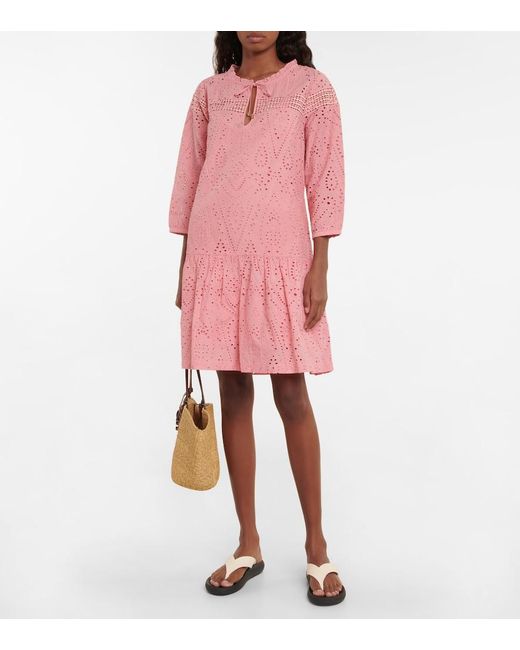 Heidi Klein Pink Cherry Blossom Broderie Anglaise Cotton Mini Dress