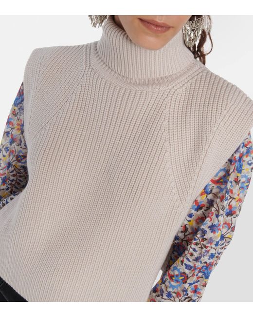 Isabel Marant White Megan Turtleneck Wool Sweater Vest