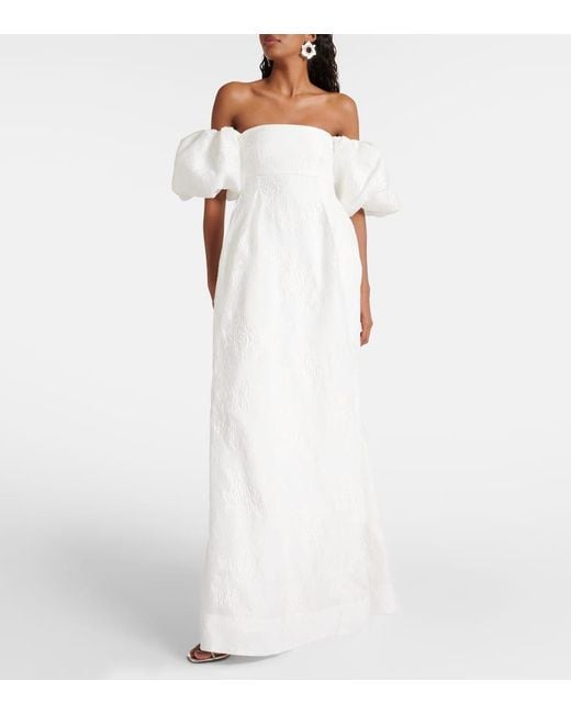 REBECCA VALLANCE 関税込 puff-sleeve off-shoulder gown Rebecca Vallance Matchmaker Puff-Sleeve Off-Shoulder Gown in