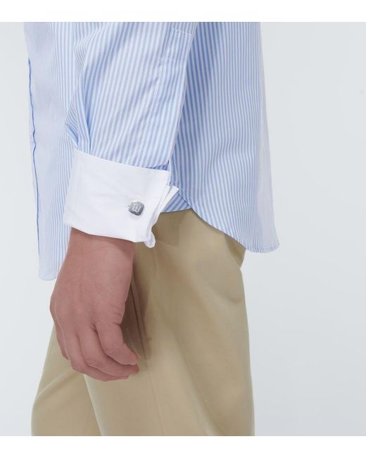 Winnie New York Blue Striped Cotton Poplin Shirt for men