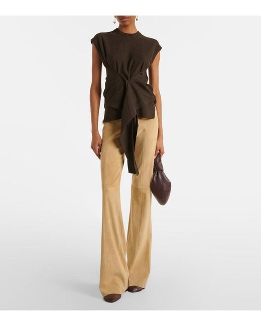 Stouls Natural Gege Suede Flared Pants