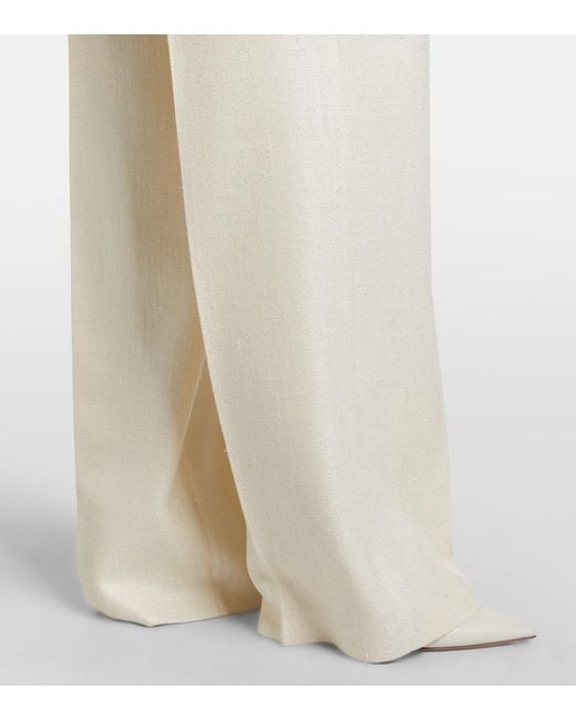 Gabriela Hearst White Norman Belted Silk And Wool Wide-Leg Pants