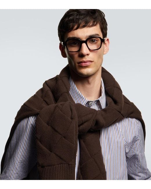 Bottega Veneta Brown Stretch Square Glasses for men