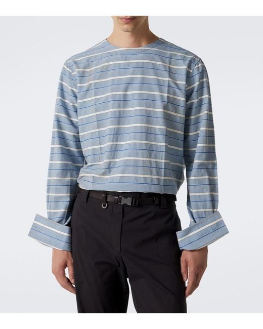 Prada Blue Striped Cotton Twill Shirt for men