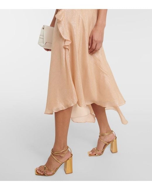 Victoria Beckham Bias Cami Lurex Twill Slip Dress in Natural